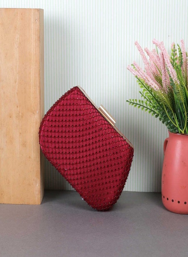 Mochi Women Maroon Fancy Clutch (38-115) - Image 2