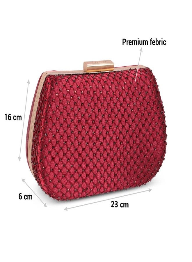Mochi Women Maroon Fancy Clutch (38-115) - Image 3