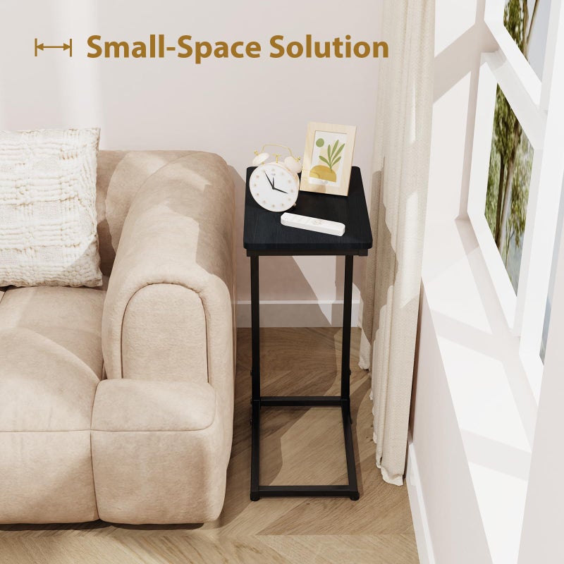JCMCDO Narrow C Shaped End Tables Living Room TV Trays Set of 2, Small Thin Modern Side Table Skinny Slide Under Couch Tray Tables for Sofa Bedroom Small Space, Black - Image 5