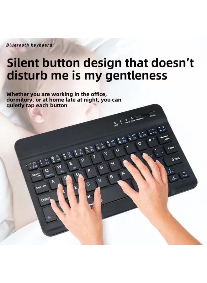 030 Single Keyboard Is Suitable For Phablet Portable 10 Inch Wireless Bluetooth Keyboard And Mouse Suit Generation-Color:10inch Bluetooth Keyboard + Color Box + Charging Cable-Product Type:Qingshan Dai - Image 2