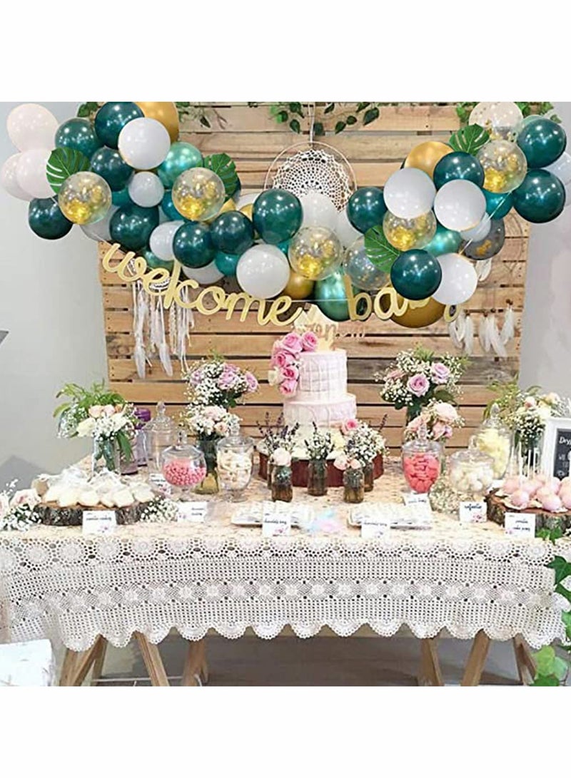 KASTWAVE Balloons Jungle Theme Party Supplies, 50 12 Inches Green White Gold Latex with 10pcs Palm Leaves for Tropical, Birthday Decorations - Image 5