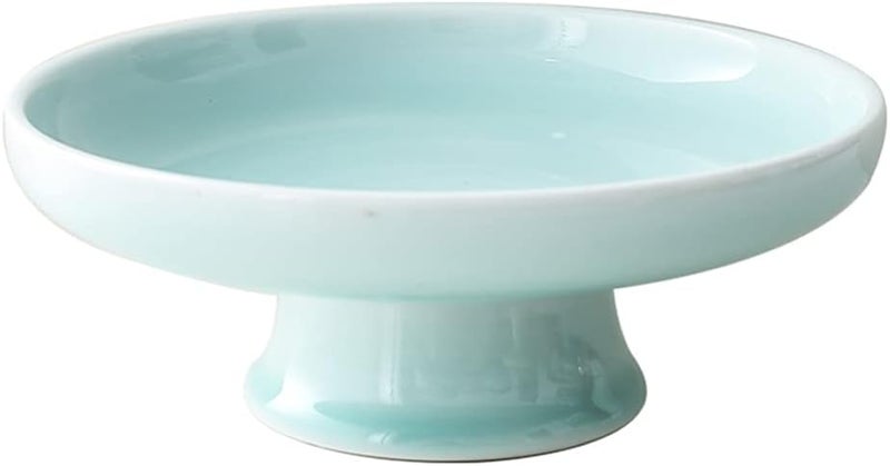 Kelendle Ceramic Footed Bowl Round Pedestal Bowl Decorative Fruit Bowl Serving Dish Dessert Display Tray Trifle Cups Snacks Nuts Plate for Kitchen Counter Centerpiece Table Decor Blue 85inch - Image 1