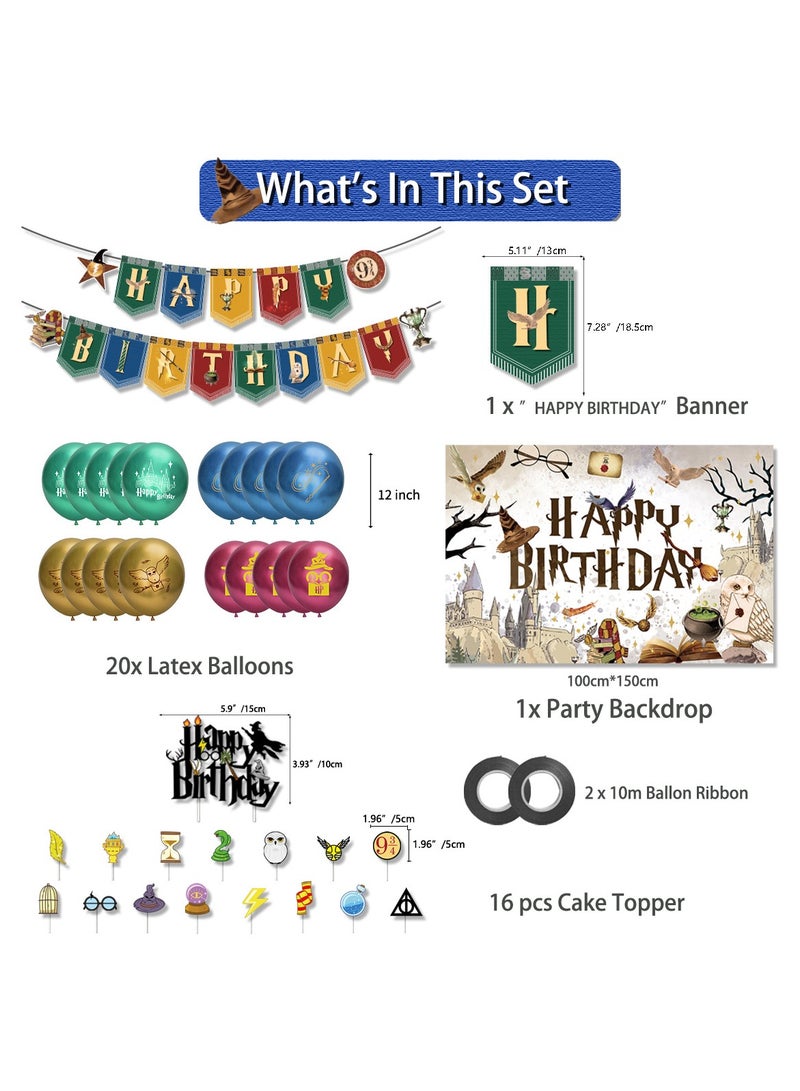 34-Piece Magic Birthday Party Decorations - Magician & Wizard Balloon Set with Pull Flags, Cake Card, Balloons for Kids/Wizard Birthday Parties (Enchanting Magic Party Supplies) - Image 2
