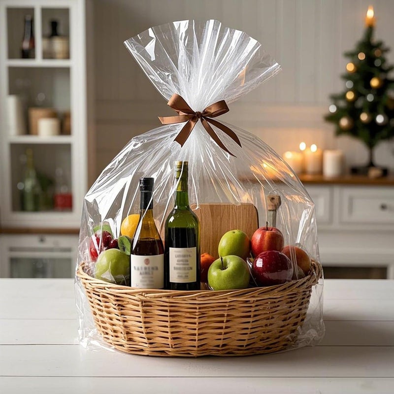 Morepack Large Cello/Cellophane Bags,30x 40 Inches Clear Basket Bags OPP Plastic Cellophane Wrap for Gift Baskets Packaging 10 Pieces - Image 5