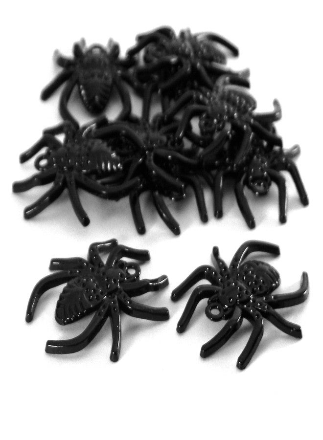 Bedazzlinbeads 10 Big 1/8 inch (29mm) Black Metal Spooky Halloween Spider Pendant Jewelry Charms wtih 1.6mm Hole Ring for Hanging - Image 1
