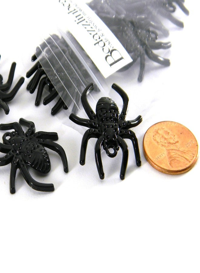 Bedazzlinbeads 10 Big 1/8 inch (29mm) Black Metal Spooky Halloween Spider Pendant Jewelry Charms wtih 1.6mm Hole Ring for Hanging - Image 2