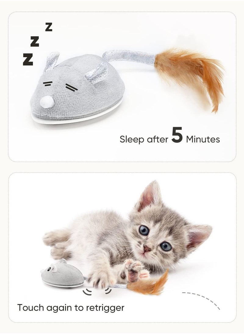 KASTWAVE Interactive Cat Toy, Toys for Indoor Cats Cat Feather Toys Automatic Cat Toy Cat Mouse Toy with Feather Tail Kitty Toys with USB Charging  - Image 3
