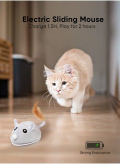 KASTWAVE Interactive Cat Toy, Toys for Indoor Cats Cat Feather Toys Automatic Cat Toy Cat Mouse Toy with Feather Tail Kitty Toys with USB Charging  - Image 2