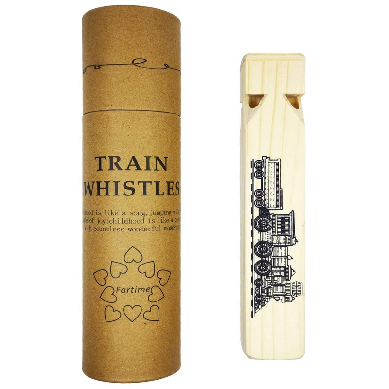 Fartime Wooden Train Whistle With A Beautiful Gift Box 4 Tone Toddlers Educational Party Favors Toy Gift with Blast Chart for Kids - Image 2