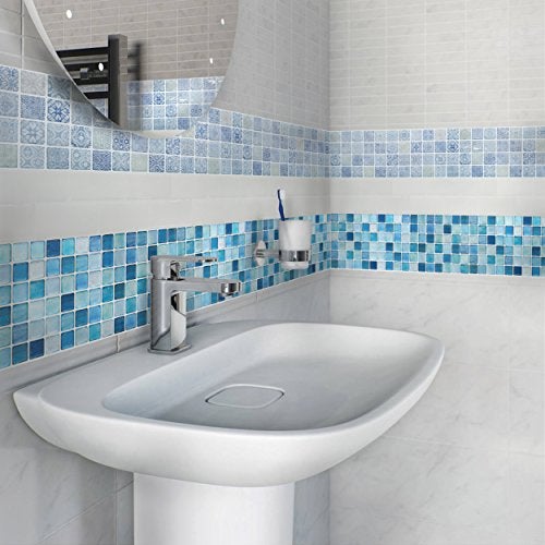 BEAUS TILE BEAUSTILE Decorative Tile Stickers Peel and Stick Backsplash Fire Retardant Tile Sheet (10pcs) (R, N.Blue) - Image 4