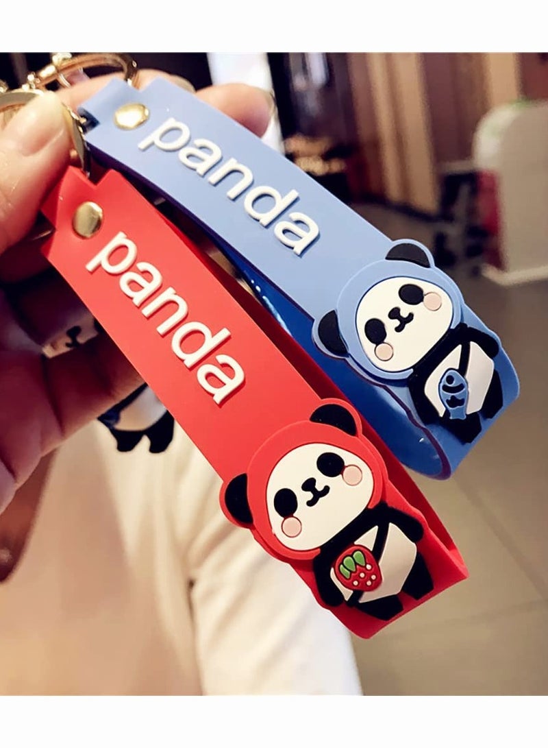Zikra Cartoon Panda Key Pendant Panda Keychain Creative New Year Gift Bag Animal Pendant Key Case Car Key Pendant Metal Key Ring  Panda and White Bell for Men Women - Image 4