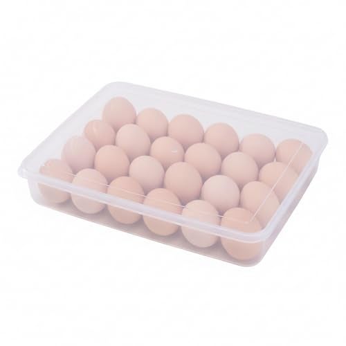 KBS Eggs Storage Box With Lid Cover Clear Transparent Baskets Refrigerator Tray Stackable Plastic Containers For Hotel,Restaurant,Home,Kitchen Tools Items (24-EGGS-STORAGE-BOX, 1, Count) - Image 1