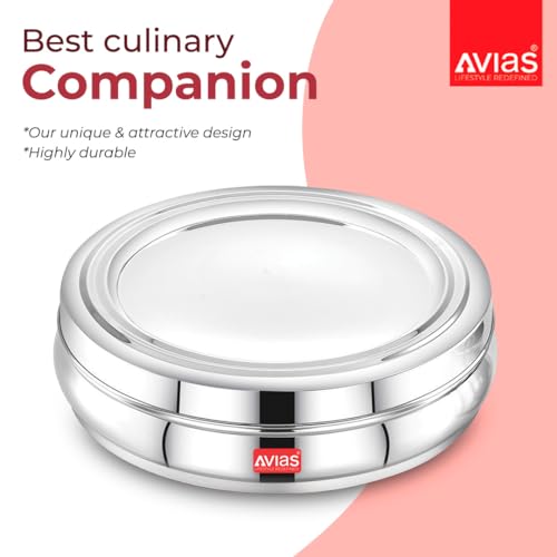 AVIAS Deluxe Stainless Steel Spice Box/ 7 Compartment and Steel Spoon/Spice Box for Kitchen/Masala Dani for Kitchen with Stainless Steel Lid/Rust Resistant Organiser/Masala Box for Cooking/Small - Image 2