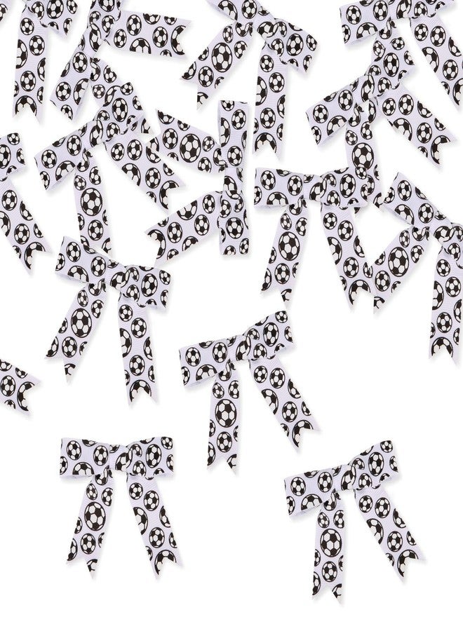Meseey 30 Pcs Soccer Ball Printed Ribbon Bows 3 Inch Twist Tie Crafts Small Bows for Gift Wrapping, Baby Shower,Wedding, Party Favors, Cake Pops,Treat Bags (Soccer - Image 5