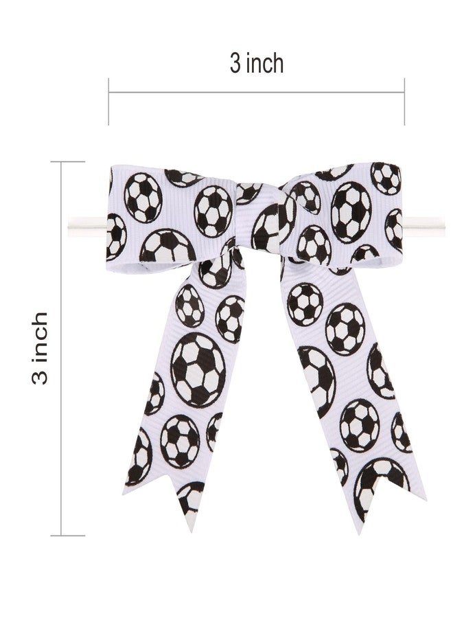 Meseey 30 Pcs Soccer Ball Printed Ribbon Bows 3 Inch Twist Tie Crafts Small Bows for Gift Wrapping, Baby Shower,Wedding, Party Favors, Cake Pops,Treat Bags (Soccer - Image 2