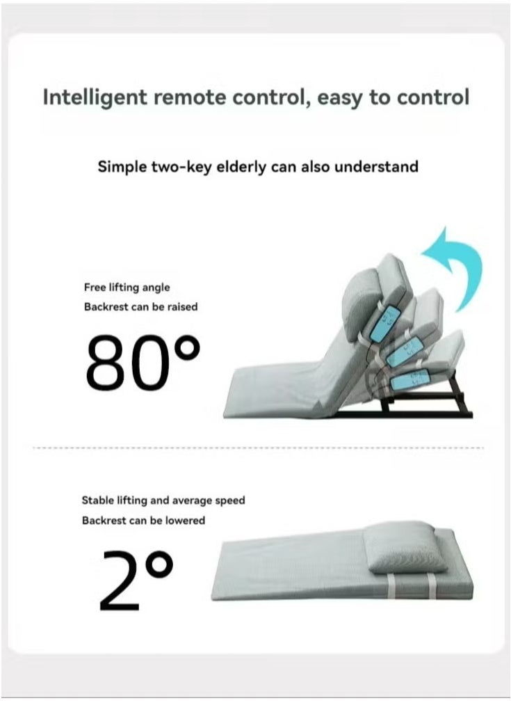 Electric Power Lifting Adjustable Bed Back Rest for Patient Back Lumbar Support, Assist Elderly to Get Out of Bed Easily, Removeable Bedrails with Pocket, 220lbs Capacity
