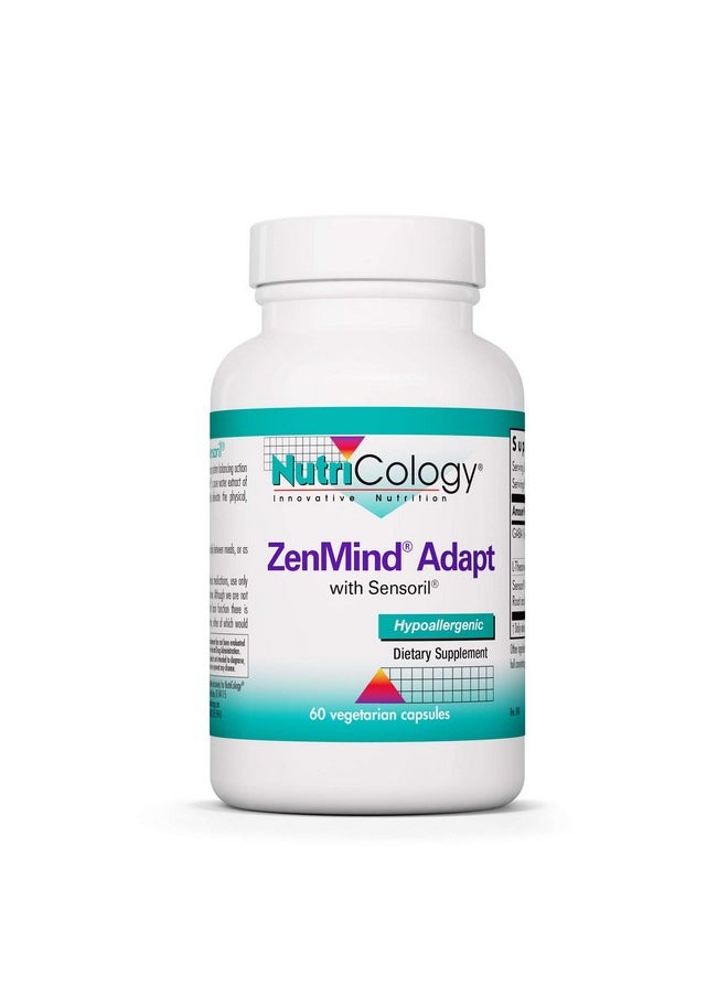 نوتريكولوجي - مكمل غذائي Nutricology Zen Adapt - مزيج دعم الإجهاد، Sensoril Ashwagandha، GABA، L-Theanine، مضاد للحساسية، كبسولات نباتية - 60 كبسولة - Image 1