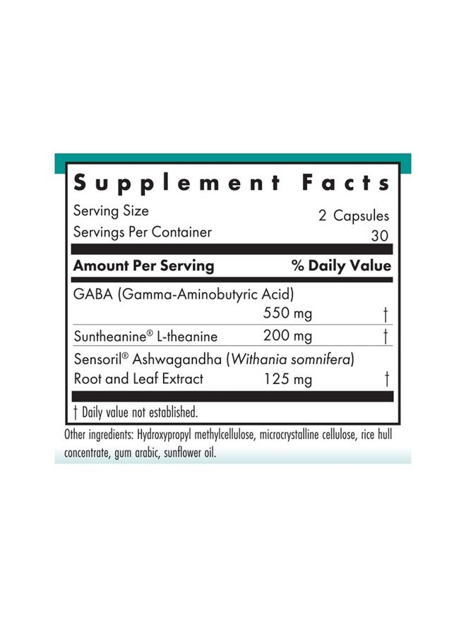 نوتريكولوجي - مكمل غذائي Nutricology Zen Adapt - مزيج دعم الإجهاد، Sensoril Ashwagandha، GABA، L-Theanine، مضاد للحساسية، كبسولات نباتية - 60 كبسولة - Image 1
