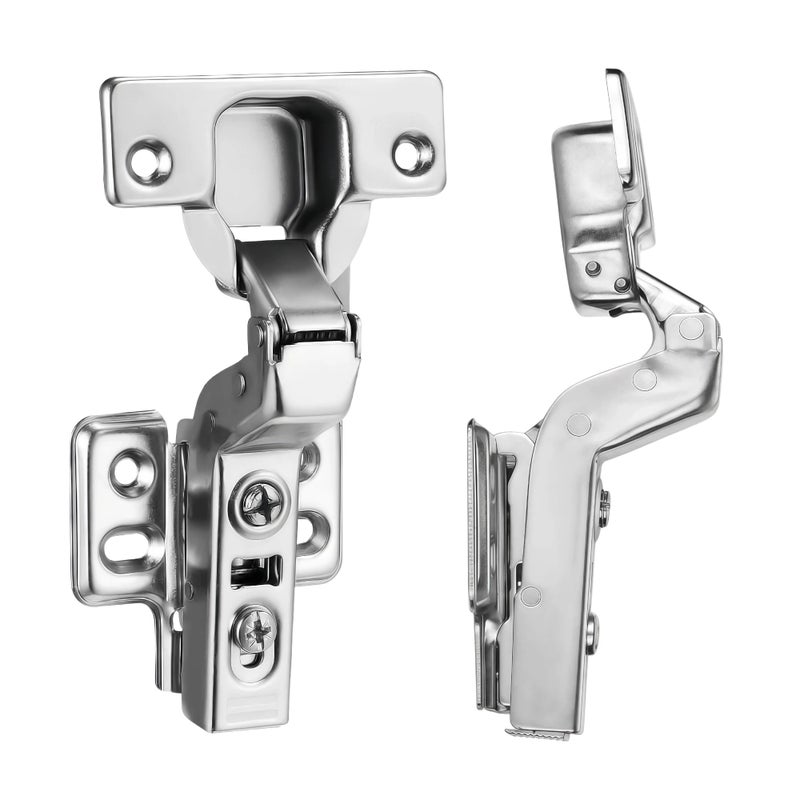 Luokim 2pcs Professional Grade Inset Soft Close Cabinet Hinges Frameless Concealed Cabinet Door Hinges European Cabinet Hinges Four-Hole Mounting Plate Hinges Nickel Plated Finish - Image 1