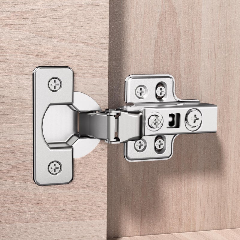 Luokim 2pcs Professional Grade Inset Soft Close Cabinet Hinges Frameless Concealed Cabinet Door Hinges European Cabinet Hinges Four-Hole Mounting Plate Hinges Nickel Plated Finish - Image 2