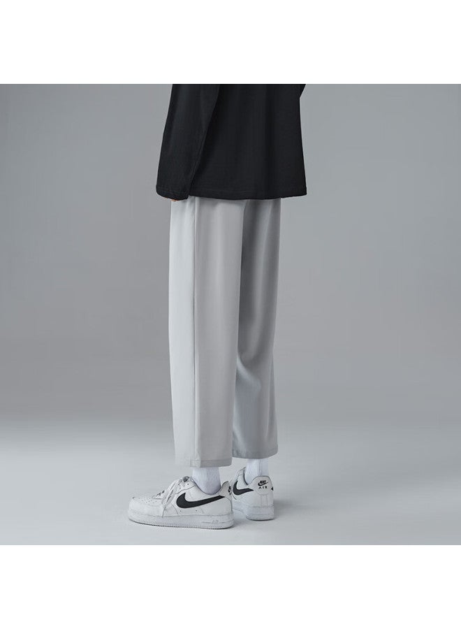 Foss Phil Men's Summer Nine-point Ice Silk Thin Loose Straight-leg Sports Casual Pants 1216 Light Grey XL - Image 5