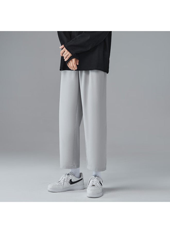 Foss Phil Men's Summer Nine-point Ice Silk Thin Loose Straight-leg Sports Casual Pants 1216 Light Grey XL - Image 1