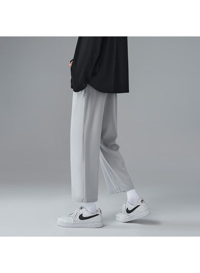 Foss Phil Men's Summer Nine-point Ice Silk Thin Loose Straight-leg Sports Casual Pants 1216 Light Grey XL - Image 2