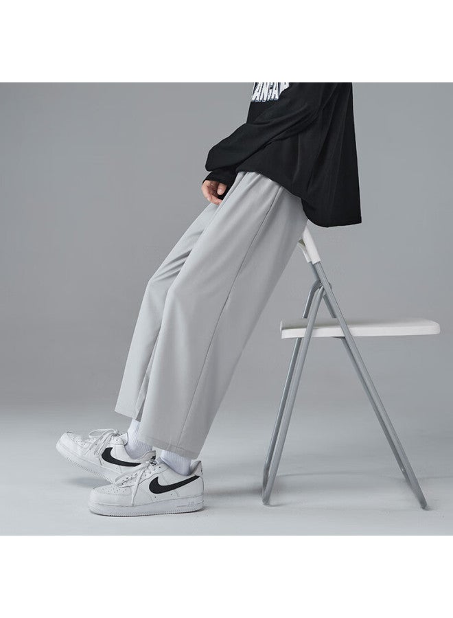 Foss Phil Men's Summer Nine-point Ice Silk Thin Loose Straight-leg Sports Casual Pants 1216 Light Grey XL - Image 4