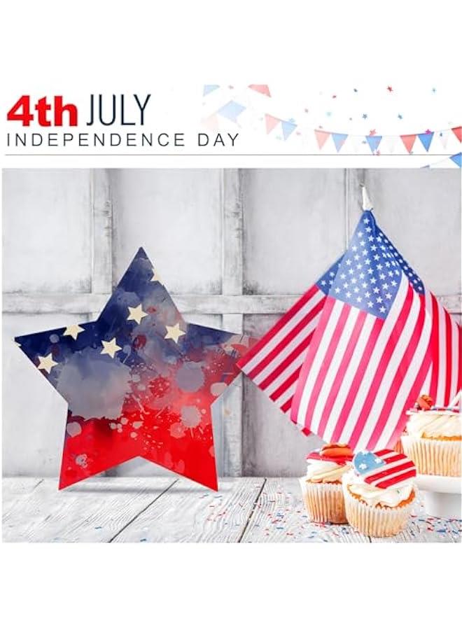 Arabest 12 Pcs 12 Inch Wooden Star 4th of July Ornaments to Paint Wooden Stars for Crafts Unfinished DIY Blank Wood Slice for Patriotic American Flag Table Decoration - Image 3