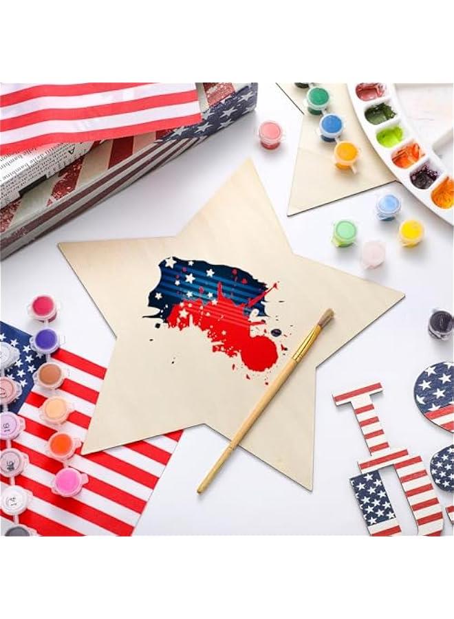 Arabest 12 Pcs 12 Inch Wooden Star 4th of July Ornaments to Paint Wooden Stars for Crafts Unfinished DIY Blank Wood Slice for Patriotic American Flag Table Decoration - Image 5