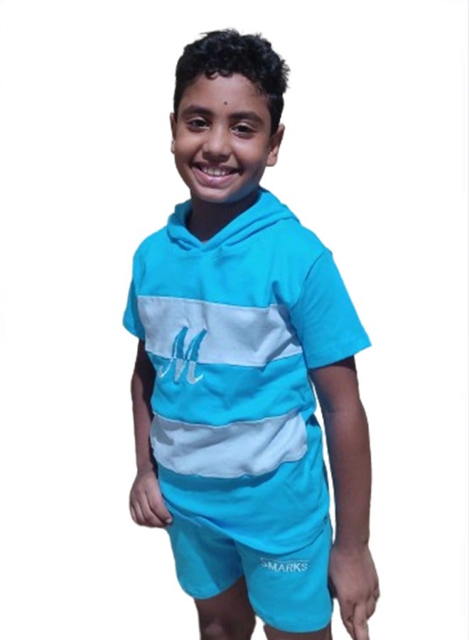 Boys Kids Pajama Set Hoodie Short Sleeves - Embroidery - Image 3
