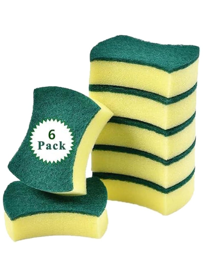 مخطوطات 6 عبوات من إسفنجات تنظيف المطبخ، إسفنجة تنظيف غير قابلة للخدش للمطبخ، متعددة الأغراض لغسيل الأطباق للمقلاة والأواني والجراج والحمام والأثاث والأطباق وغسيل السيارات والفولاذ، الحجم: 10 × 8 × 3 سم - Image 1