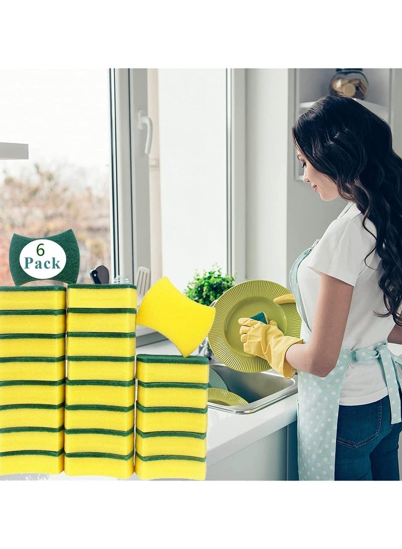 مخطوطات 6 عبوات من إسفنجات تنظيف المطبخ، إسفنجة تنظيف غير قابلة للخدش للمطبخ، متعددة الأغراض لغسيل الأطباق للمقلاة والأواني والجراج والحمام والأثاث والأطباق وغسيل السيارات والفولاذ، الحجم: 10 × 8 × 3 سم - Image 3