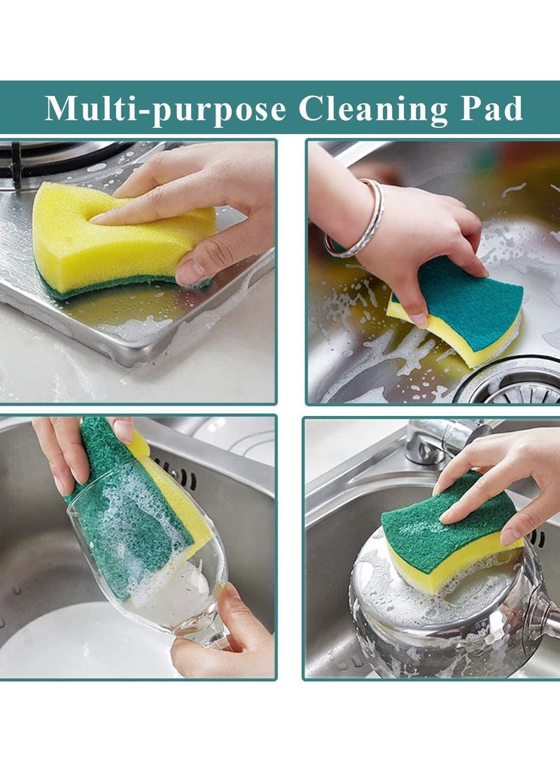 مخطوطات 6 عبوات من إسفنجات تنظيف المطبخ، إسفنجة تنظيف غير قابلة للخدش للمطبخ، متعددة الأغراض لغسيل الأطباق للمقلاة والأواني والجراج والحمام والأثاث والأطباق وغسيل السيارات والفولاذ، الحجم: 10 × 8 × 3 سم - Image 4