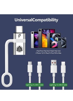 KASTWAVE 2 Pcs Lightning to USB C Adapter, PD60W Quick Charge and Data USB C Male to iOS Female Adapter, Support Charging& Data Transfer, Compatible with Phone 15 Series, Not Support Headphones and OTG, Silver  - Image 4
