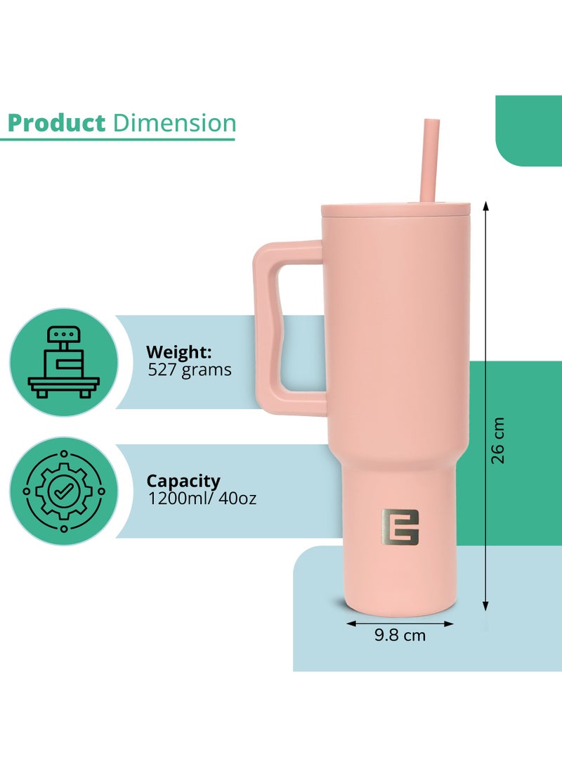 Ellementel Stainless Steel Vacuum Insulated Tumblers, 1.2L / 40oz - Double Walled Vacuum Flask Insulated Tumbler with Straw, Travel Mug Cup for Water, Tea, Coffee and More - Image 2