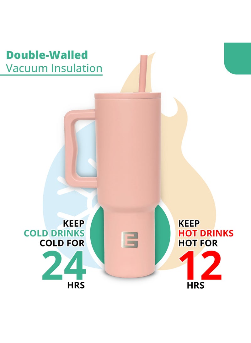 Ellementel Stainless Steel Vacuum Insulated Tumblers, 1.2L / 40oz - Double Walled Vacuum Flask Insulated Tumbler with Straw, Travel Mug Cup for Water, Tea, Coffee and More - Image 4