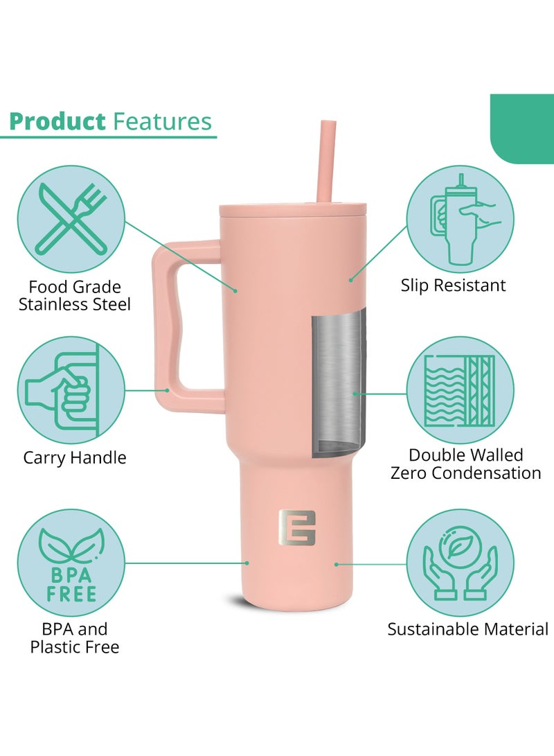 Ellementel Stainless Steel Vacuum Insulated Tumblers, 1.2L / 40oz - Double Walled Vacuum Flask Insulated Tumbler with Straw, Travel Mug Cup for Water, Tea, Coffee and More - Image 3