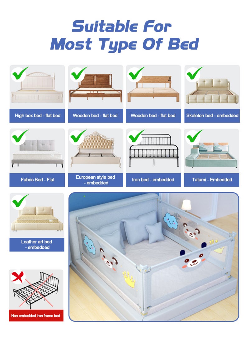 URbazaar Bed Rails for Toddlers Kids Bed Guardrail, Vertical Lifting Collapsible Baby Safety Bed Rail Guards Fit Full Size Bed (150 * 98cm)  - Image 3