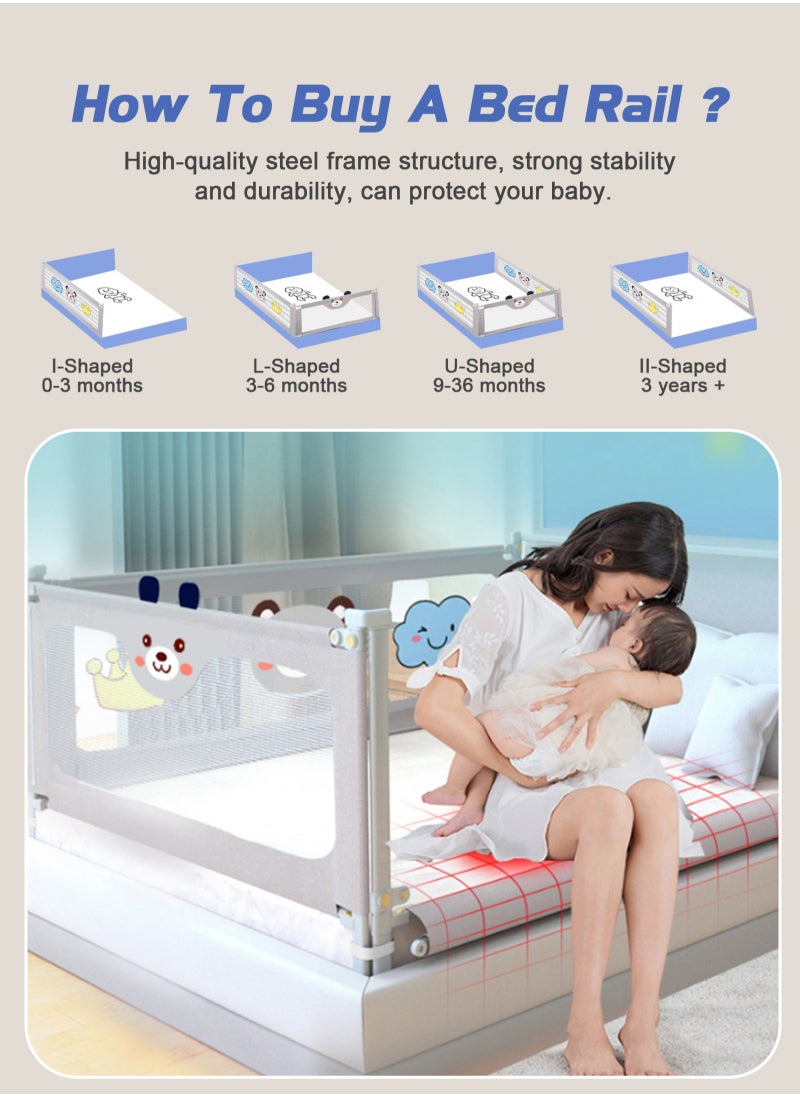 URbazaar Bed Rails for Toddlers Kids Bed Guardrail, Vertical Lifting Collapsible Baby Safety Bed Rail Guards Fit Full Size Bed (150 * 98cm)  - Image 4