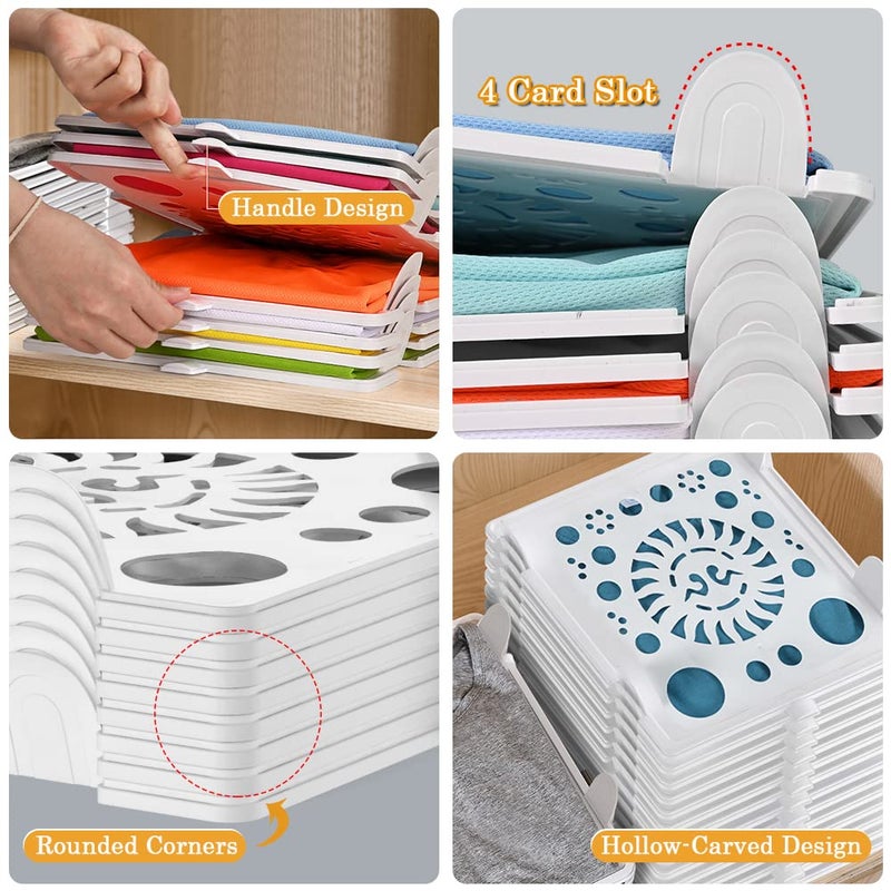 Accenter Tshirt Organizer for Clothes Storage, Stackable Closet Organizer with Easy Access, Shirt Folder Board, Sturdy and Durable, Clothes Folder 10-Pack - Image 4