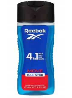 Reebok 4in1 Move your Spirit Body Face Hair Beard Shower Gel 250 ml 