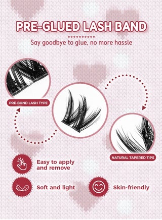 90pcs Self Adhesive False Eyelashes Clusters Kit,Lashes Kit With Tweezers For Beginners, Invisible Band Anime Eyelash Clusters Spikes Pre Glued Spiky Individuals Lashes Extension Natural No Glue Needed. - view 4