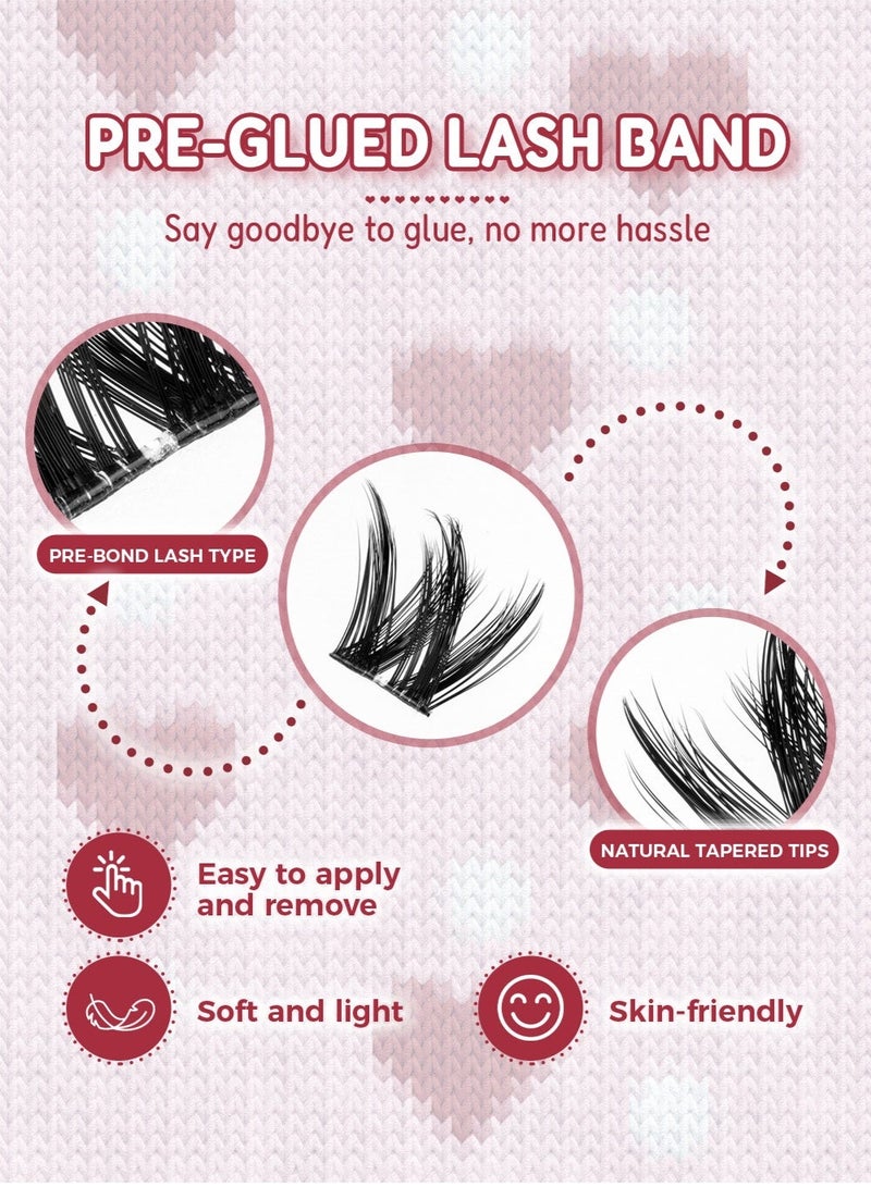 lashvana 90pcs Self Adhesive False Eyelashes Clusters Kit,Lashes Kit With Tweezers For Beginners, Invisible Band Anime Eyelash Clusters Spikes Pre Glued Spiky Individuals Lashes Extension Natural No Glue Needed. - Image 4