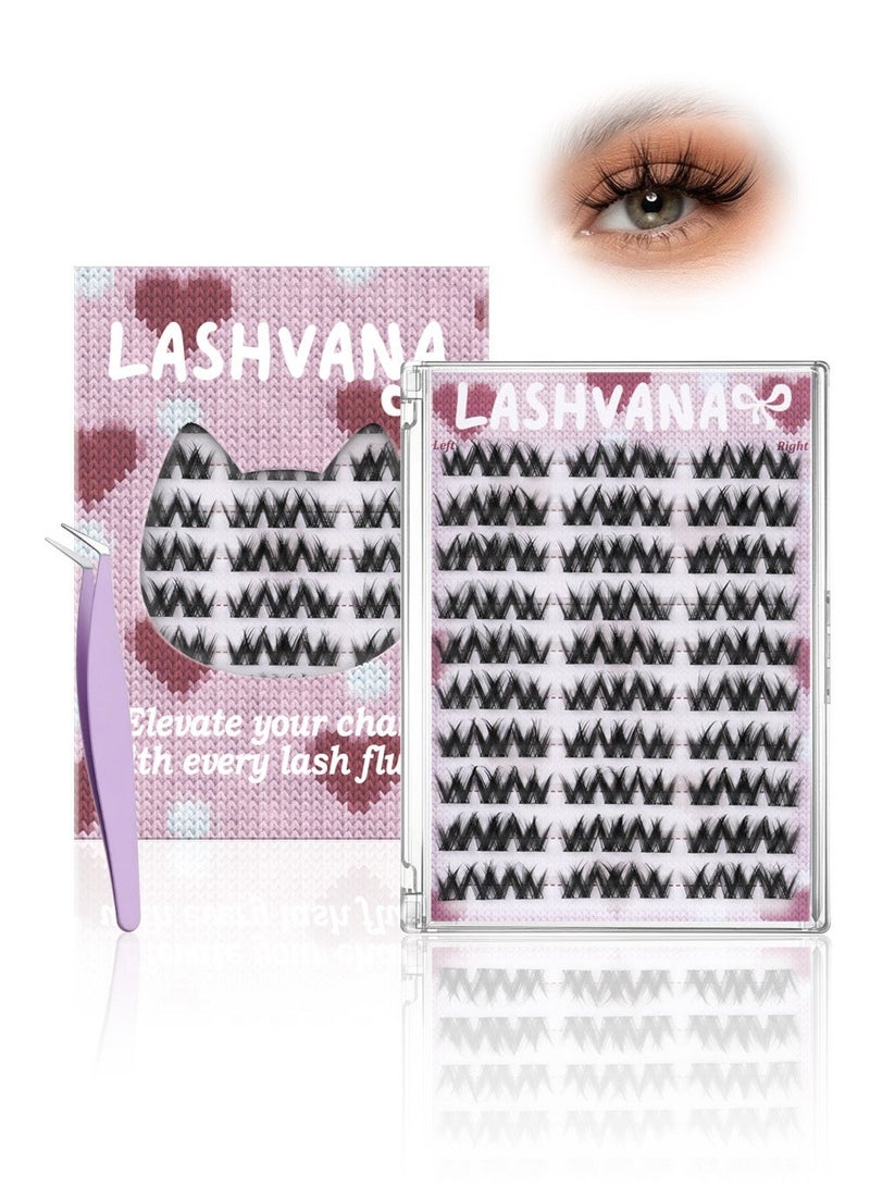 lashvana 90pcs Self Adhesive False Eyelashes Clusters Kit,Lashes Kit With Tweezers For Beginners, Invisible Band Anime Eyelash Clusters Spikes Pre Glued Spiky Individuals Lashes Extension Natural No Glue Needed. - Image 2