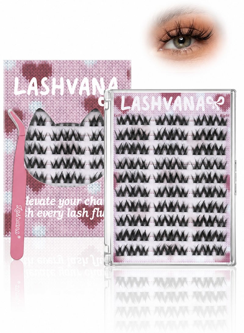 lashvana 90pcs Self Adhesive False Eyelashes Clusters Kit,Lashes Kit With Tweezers For Beginners, Invisible Band Anime Eyelash Clusters Spikes Pre Glued Spiky Individuals Lashes Extension Natural No Glue Needed. - Image 2