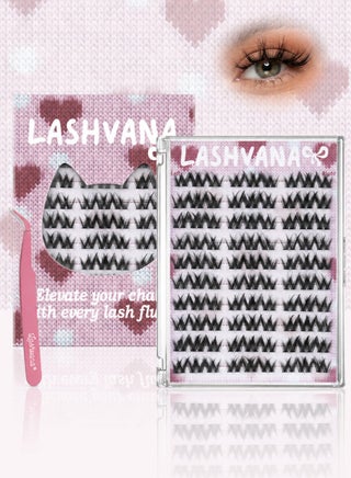 90pcs Self Adhesive False Eyelashes Clusters Kit,Lashes Kit With Tweezers For Beginners, Invisible Band Anime Eyelash Clusters Spikes Pre Glued Spiky Individuals Lashes Extension Natural No Glue Needed. - view 3