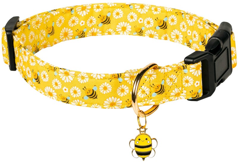 PREHAI Cute Cotton Dog Collar for Small Medium Large Dogs Special Design Cute Yellow Bee Dog Collar for Boy Girl Dogs Soft Adjustable Bees Puppy Collars for Male Female Dogs Pet Collar - Image 1