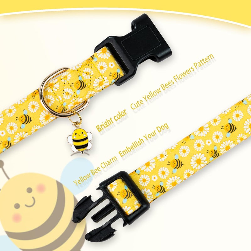 PREHAI Cute Cotton Dog Collar for Small Medium Large Dogs Special Design Cute Yellow Bee Dog Collar for Boy Girl Dogs Soft Adjustable Bees Puppy Collars for Male Female Dogs Pet Collar - Image 4