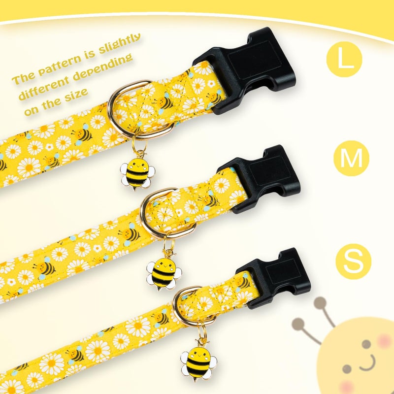 PREHAI Cute Cotton Dog Collar for Small Medium Large Dogs Special Design Cute Yellow Bee Dog Collar for Boy Girl Dogs Soft Adjustable Bees Puppy Collars for Male Female Dogs Pet Collar - Image 5